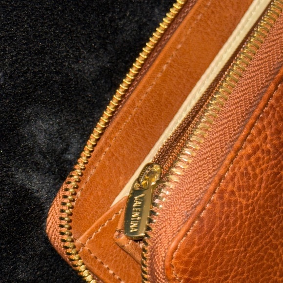 Valentina Tan Leather Wallet with Gold Zipper - Picture 4 of 13
